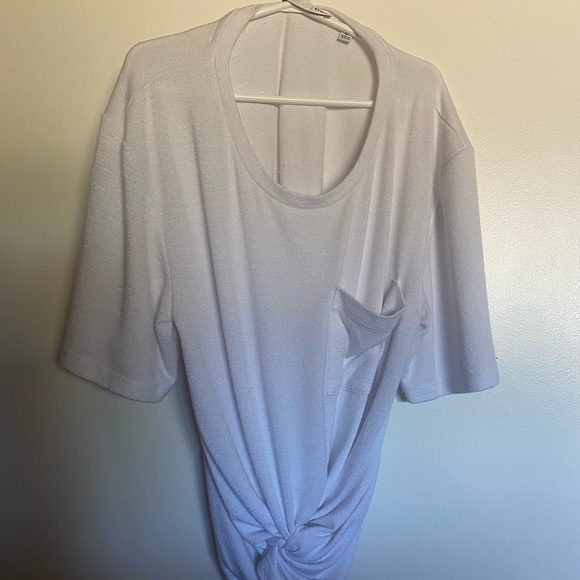 Aritzia - Wilfred Free White Twist Front Crop Top - Picture 2 of 3